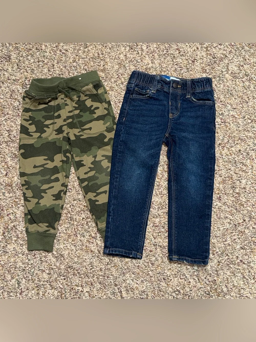 Boys girls toddler‎ 3T pants Old Navy Boys Camo Joggers & Dark Blue Jeans Set